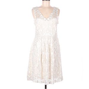 BHLDN Ivory Lace Collins Dress Size 4 with embroidered lace overlay